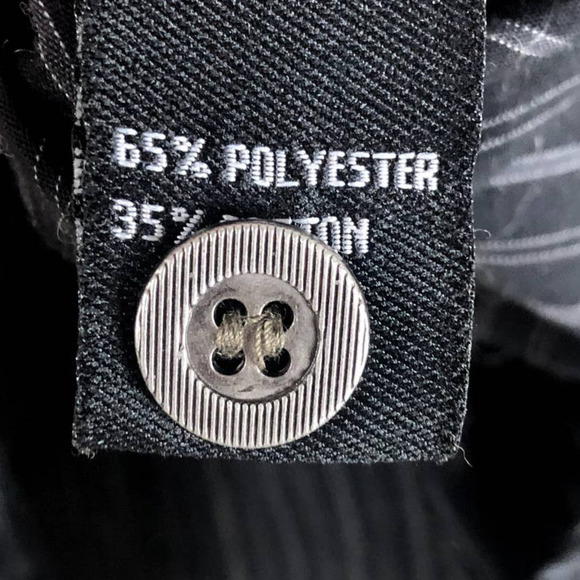 𝅺source DNM Shirt Black Gray Striped Embroidered Graphic Button Up Size Large - Picture 10 of 12